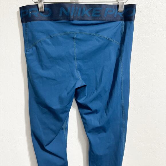 Nike Pro Leggings Womens Large Pants Blue Orange Performance Active Running - Picture 5 of 9